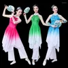 Sahne Giyim Antik Çin Kostümü Yangko Dans Takım Kadınlar Ulusal Dans Dress Klasik Fan Modern Zarif Dans Giysileri
