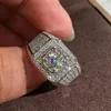 Fedi nuziali di lusso maschile femminile grande anello dito moda colore argento fidanzamento carino vintage per uomini e donnematrimonio