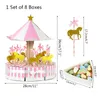 Papier Cadeau 1 Set Carrousel Boîte De Bonbons Pour Enfants Anniversaire Baby Shower Décoration Faveurs De Mariage Emballage Cas Boîtes En Papier Articles De Fête