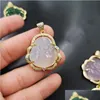 Pendant Necklaces Green Jade Buddha 925 Sier Plated Bright Gold Chalcedony Maitreya White Agate Pendants Without Chain 2177 Q2 Drop Dhc5F