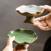 Płytki Nordic Ceramic Storage Tray Ręcznie robione lotos liści koronkowe wysokie stopy