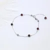 Anklets Red Crystal 925 Anklet Simple Real Sterling Silver For Women Elephant Chain Leg Bracelet Foot Jewelry Barefoot