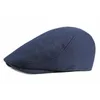 Berets Plain Cotton Beret Hat Casual Men Summer Flat Cap British Style Cabbie Ivy Classic Male Peaked Duckbill Chapeau Dropship