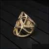 Band Rings Fashion Design Chic Geometry Hollow Out Triangle Ring Gold Punk For Women Men Engagement Jewelry Valentines Day Gift Drop Dhleo