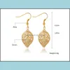 Dangle Lustre Mode Bijoux Boucles D'oreilles Creux Double Face Feuilles Pour Femmes Dames De Mariage Goutte Boucle D'oreille Livraison Ots7T