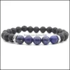 Bracelets de charme Bracelet diffuseur d'huile essentielle pour femmes hommes cadeau 7 Chakra bracelet 8mm perles de yoga bijoux pierre de lave naturelle DHS Dro Dha5S