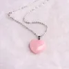 Pendant Necklaces 6pcs/lot 25 25mm Heart Rose Quartzs Natural Stone Necklace Energy Pendulum Jewelry Making Women Lover's Gifts