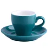 Cups Saucers & 80cc Coloured Thick Ceramic Espresso Saucer Set Cafe Household Caffe Latte Expresso Strong Coffee Mugs Tray Wholesale