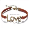 Braccialetti con ciondoli Vintage Love Leather 6 colori Bronzo Mtilayer Bracciale tessuto per uomo Donna Moda Gioielli fai da te Consegna goccia Otv4S