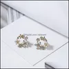 Stud Selling Fashion Wreath Ear Earrings Sier Needle 494 Q2 Drop Delivery Jewelry Dhmly