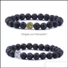 Arts et artisanat 8 mm Black Lava Stone Tree of Life Bracelets Aromatherapy Huile essentielle Bracelet Diffuseur pour femmes Friend Friend Jewelr Dhi5f