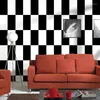 Wallpapers Black And White Plaid Wallpaper Mosaic Backdrop Restaurant Bedroom Living Room Shop Clothing Store