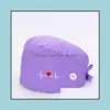 Gorro/crânio tampas de enfermeira bordada para mulheres Capertable Cap com botões Sweatabsorbent Towel Beauty Salon Lab Lab Otgxo