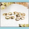 Band Rings 10Pcs/Set Gold Color Flower Midi Sets For Women Sier Boho Beach Vintage Turkish Punk Elephant Finger Knuckle Ring Drop De Otiel