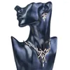 Halskette-Ohrringe-Set, doppelte Farbe, metallisches Statement-Kreuz, Schmuck für Frauen, Punk-Stil, weiblich, Party #293391