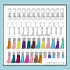 Tecla dos anéis de chave Diy Tassel Keychain Circle para chaveiros de carcechains pendentes com ganchos giratórios de corrente Decoração de anel de salto n66y f gota del dhsz0