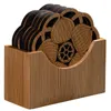 Tafelmatten 6 stks Chinese Zen Style Isolation Bow Tray Cup Holder Bowl Mat Set Retro Bamboo Anti-Scalding