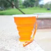 Koppar Saucers Portable Silicone Folding Travel Dractable Outdoor Mini Coffee Handcup With Lanyard / Lid Colorful Drinking Water Cup