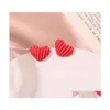 Boucles d'oreilles Stud Fashion Jewelry S925 Sier Post Rose Red Heart Cute Drop Delivery Dhs2E