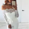 Women's Jumpsuits & Rompers Est Women Lace Floral White Color Long Sleeve Jumpsuit Romper Clubwear Playsuit Bodycon Party Trousers FemaleWom