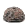 BERETS 2023 unisex Autumn Winter Sboy Caps Men Grid Women Warm Tweed Octagonal Hat For Mane Detective Hats Retro Chapeau