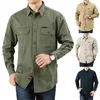 Men's Casual Shirts 2023 Spring Autumn Denim Men Long Sleeve Cotton Camiseta Masculina Army Military Camisa