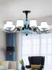 Żyrandole amerykańskie niebieskie żyrandol ceramiczny prosty atmosfera kreatywna salon sypialnia jadalnia w stylu europejskim biała lampa abażury
