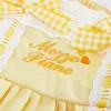 Girl Dresses 2023 Little Girls Easter Yellow Children Summer Embroidery Cotton Sundress Baby Lotia Spain CB0121