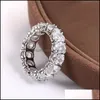 Bandringen 7 mm koper ingelegd zirkon voor vrouwen Koreaanse heldere ovale edelsteen eeuwigheid trendy verloving bruiloft sieraden drop levering dhm4d