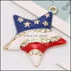 Pendant Necklaces 100Pcs Lot Patriotic Red White Blue Rhinestones American Usa Us Flag Star Necklace 4Th Of Jy Jewelry 722 Q2 Drop D Dhx82