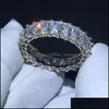 Band Rings High Quality Clear Zircon Ring Fashion Baguette Wedding Engagement Eternity For Women Valentines Day Gift Drop Delivery Je Dhkdt