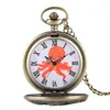 Pocket Watches Retro Brons Antique Octopus Hollow Cover Quartz Watch Necklace Pendant Handgjorda klocka souvenir presenter för män kvinnor reloj