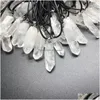 Pendant Necklaces Natural Irregar Rough White Crystal Pillar Stone Healing Gemstone Charms Necklace Women Jewelry Drop Delivery Penda Dhfc7