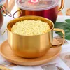 Bowls Stainless Steel Instant Noodle Bowl Large Capacity Anti-scalding Lunch Box Handle Container With Lid Salad Soup Rice