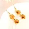 Necklace Earrings Set Bangrui Christmas Gold Crystal Flower Rose Women Bridal Jewelry Pendant African Girls Wedding Gift