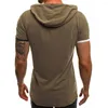 Heren t shirts mannen korte mouw gescheurde onregelmatige zoom slank blouse t-shirt fitness hoodie groothandel