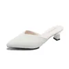 Sapatos de vestido White Spring Office Mulheres saltos altos bombear 5cm Slip em sandálias sandalias confortáveis ​​damas tenis