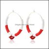 Charm Boho Colorf Polymer Clay Hoop Earrings For Women Fashion Alloy Shell Pendant Korean Jewelry Drop Delivery Ot9Ri