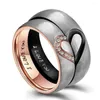 Wedding Rings "I Love You" Promise For Women Men Titanium Steel Heart Band Ring Couple Crystal Finger Anillos Femme