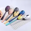 Flatware Sets Stainless Steel Salad Big Spoon Fork Set Kitchen Server Pasta Utensils Public Tableware Buffet Restaurant Tools Upscale