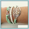 Charm Armb￤nder 16 Styles kreatives Leder -Wrap -Armband Liebesfl￼gel Oule Mtilayer geflochten f￼r Mann Frau Mode Schmuck in Bk Drop de otpj0