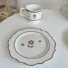 Plates Cake Plate Vintage Dessert Dishes Ceramic Nordic Style Dinner Household Tableware Retro Wedding S Kitchen Utensils