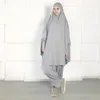 Ropa étnica Mujeres Conjuntos musulmanes Trajes a juego Chándales modestos Pantalones largos Khimar Niqab Harem Prendas de oración Islam Cubierta completa Cabeza