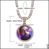 Pendant Necklaces Personalized Custom P O Memory Medallions Solid Bling Iced Out Cubic Zircon Necklace For Men Women Hip Hop Jewelry Otz4A