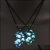 Pendant Necklaces Magic Glowing Flame Dragon Necklace For Men Women Glow In The Dark Leather Rope Chain Luminous Vintage Party Jewel Ototl