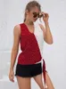 Women's Tanks Summer Sexy Sleeveless Tank Top T-shirt Women Patchwork Polka Dot Bandage Pullover Tops Casual Plus Size Vest Tee Shirt