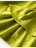 Gilets pour femmes Chemise à fleurs en soie verte Jacquard rétro Design de style chinois Boucle à disque Haut de gamme Mulberry Blouse Col montant S-XL