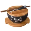 Bowls Japanese Style Rice Instant Noodle Bowl With Lid Spoon And Chopstick Kitchen Tableware Ceramic Salad Soup Container