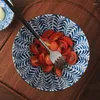 Tigelas de 6 polegadas de 6 polegadas colorido colorido azul e branco porcelana ramen tigela de macarrão cerâmica sopa de sopa de arroz salada de frutas mistura de recipiente de mesa de mesa