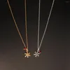 Chains Snowflake Red Crystal Pendant Necklace Women's Holiday Gift Temperament Simple Item Stainless Steel Clavicle Chain